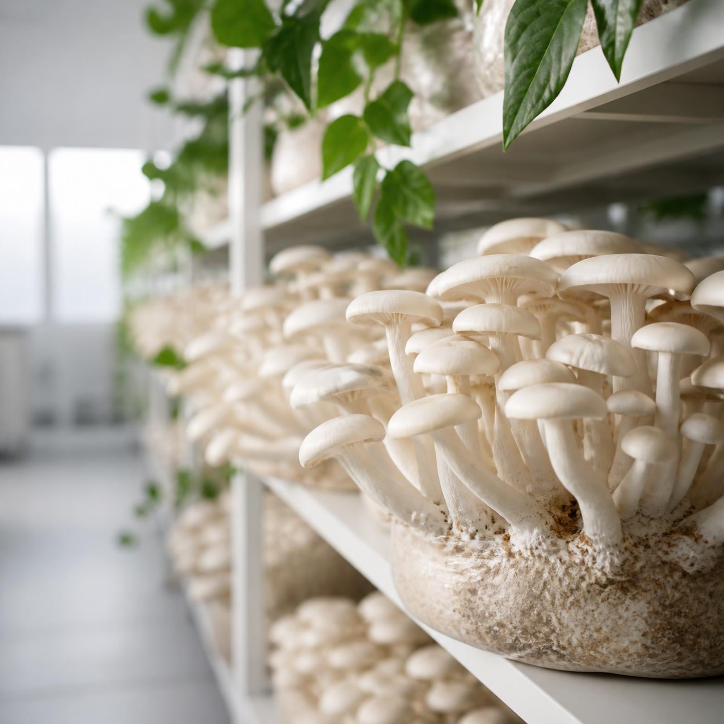 Fresh mushrooms grown at ANVAYA FARMS in Hyderabad